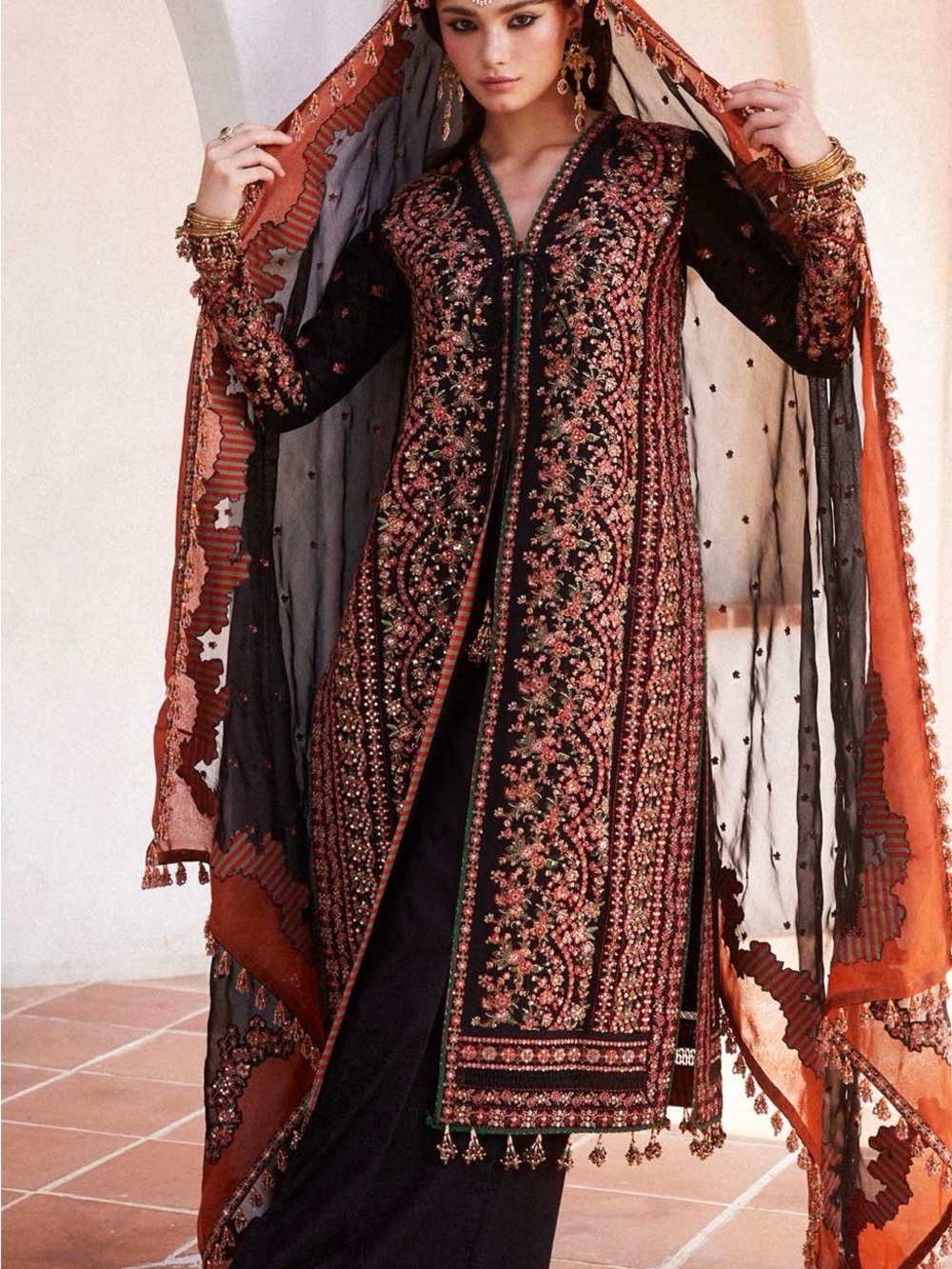 Hussain Rehar Luxury lawn embroidered dress Indian Pakistani suit dress